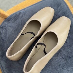 Vince Beige Leather Ballet Flats
